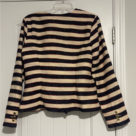 Cabi Cruise Jacket Nautical Striped Blazer Navy Red White Double Breasted Size 6 - Picture 2 of 9